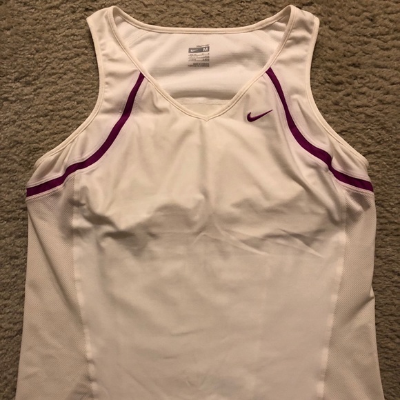 White/Purple fitted Nike Dri-fit Tank - Picture 1 of 4